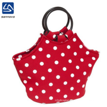 new design fashion red round dot neoprene lunch bag for kids